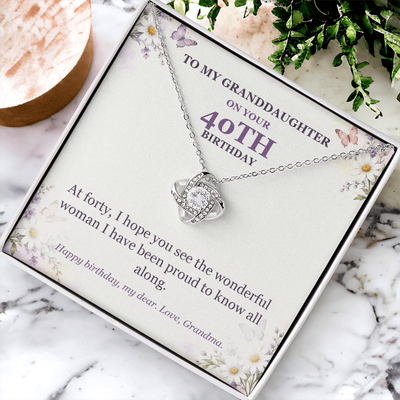 Load image into Gallery viewer, To My Granddaughter 40th Birthday Love Knot Necklace from Grandma
