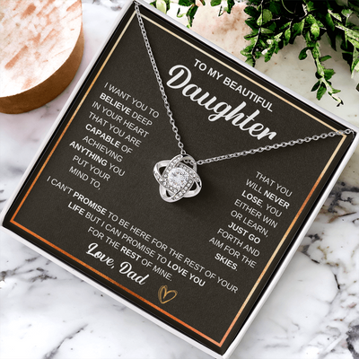 Load image into Gallery viewer, To My Daughter Love Knot Necklace Gift From Mom with Message Card &amp;amp; Gift Box
