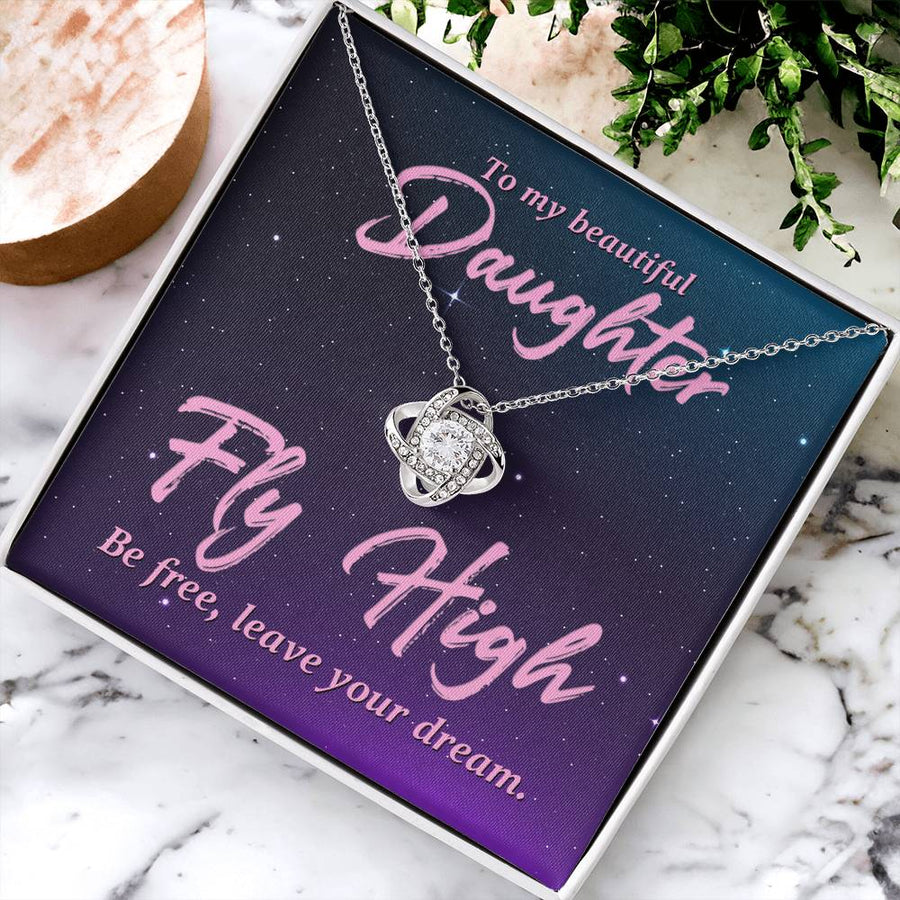 To My Beautiful Daughter Necklace from Mom and Dad, Fly High Be Free, Leave Your Dream