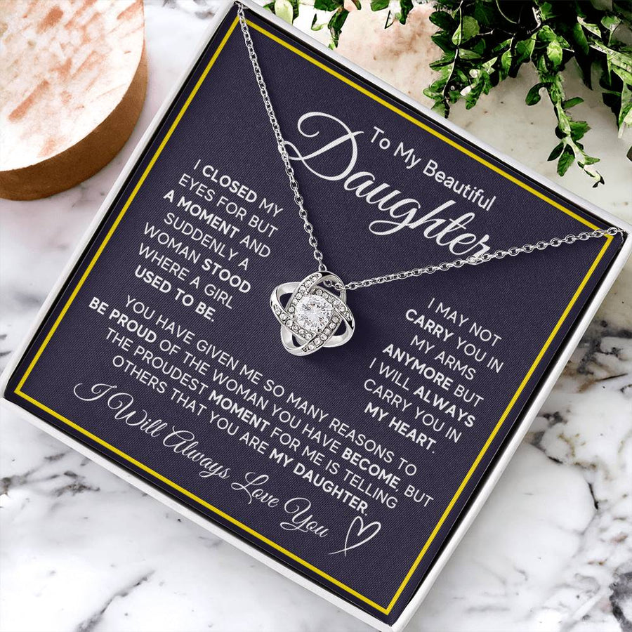 Daughter Gifts from Mom and Dad, Necklace & Message Card & LED Gift Box for Birthday, or Christmas
