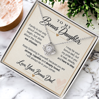 Load image into Gallery viewer, Bonus Daughter Love Knot Necklace from Bonus Dad - Family by Choice and Love
