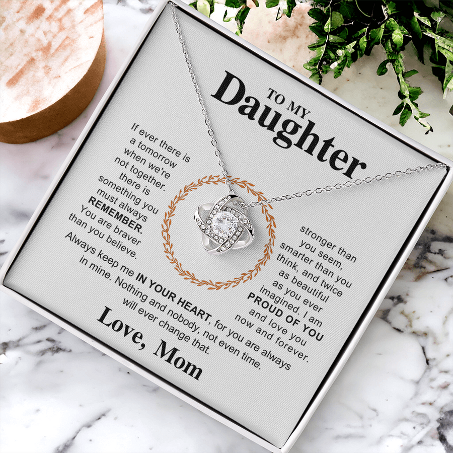 To My Daughter Necklace – Love Knot Pendant, Never Forget I Love You Gift from Dad