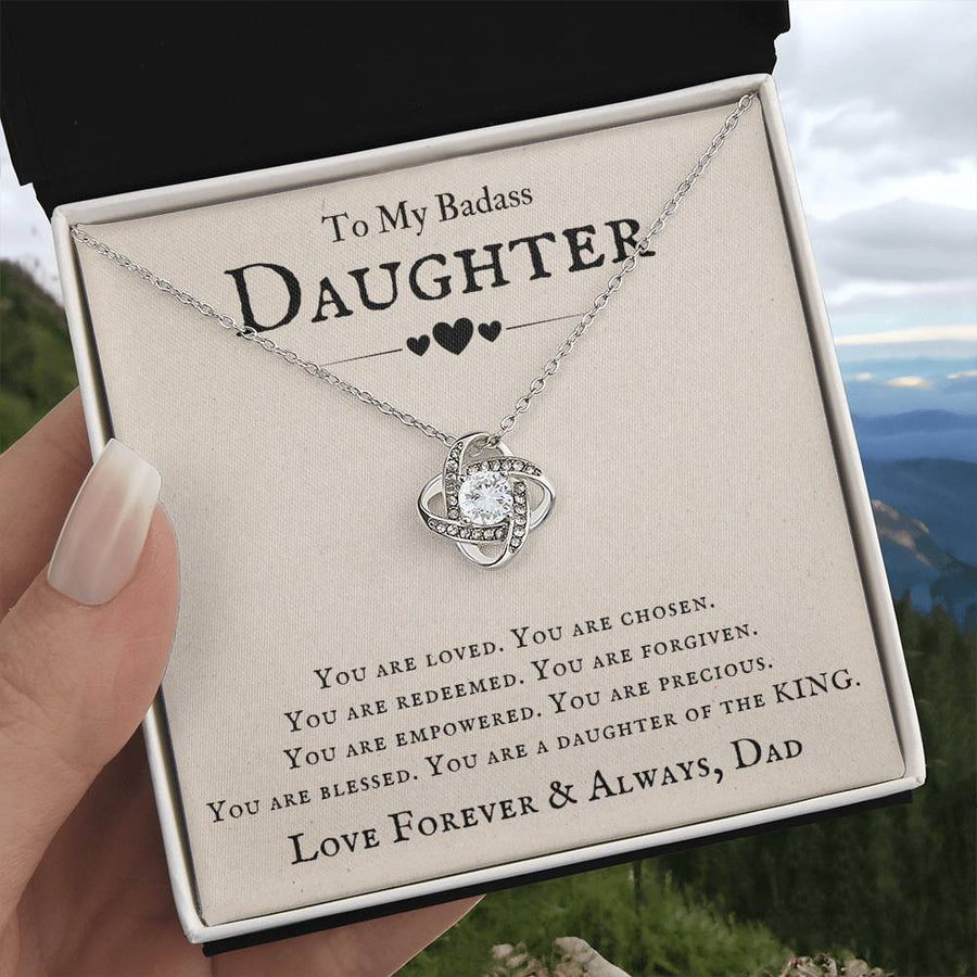 To My Badass Daughter Necklace from Dad, You Are Loved, Chosen, You Are a Daughter of the King