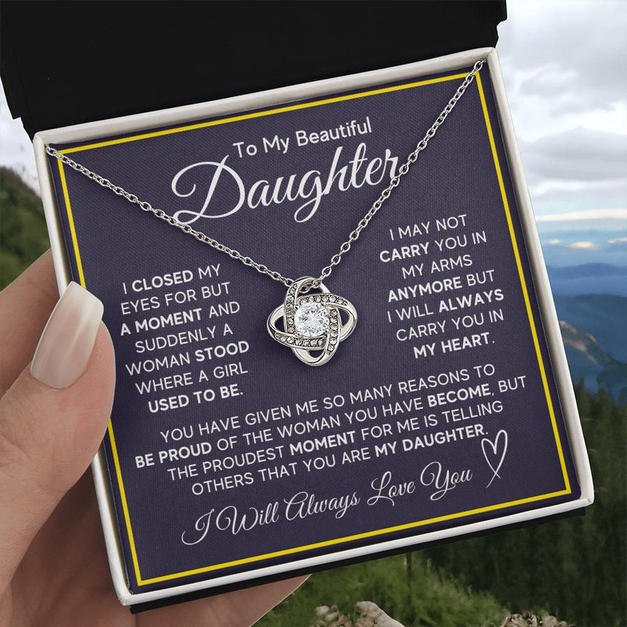 Daughter Gifts from Mom and Dad, Necklace & Message Card & LED Gift Box for Birthday, or Christmas