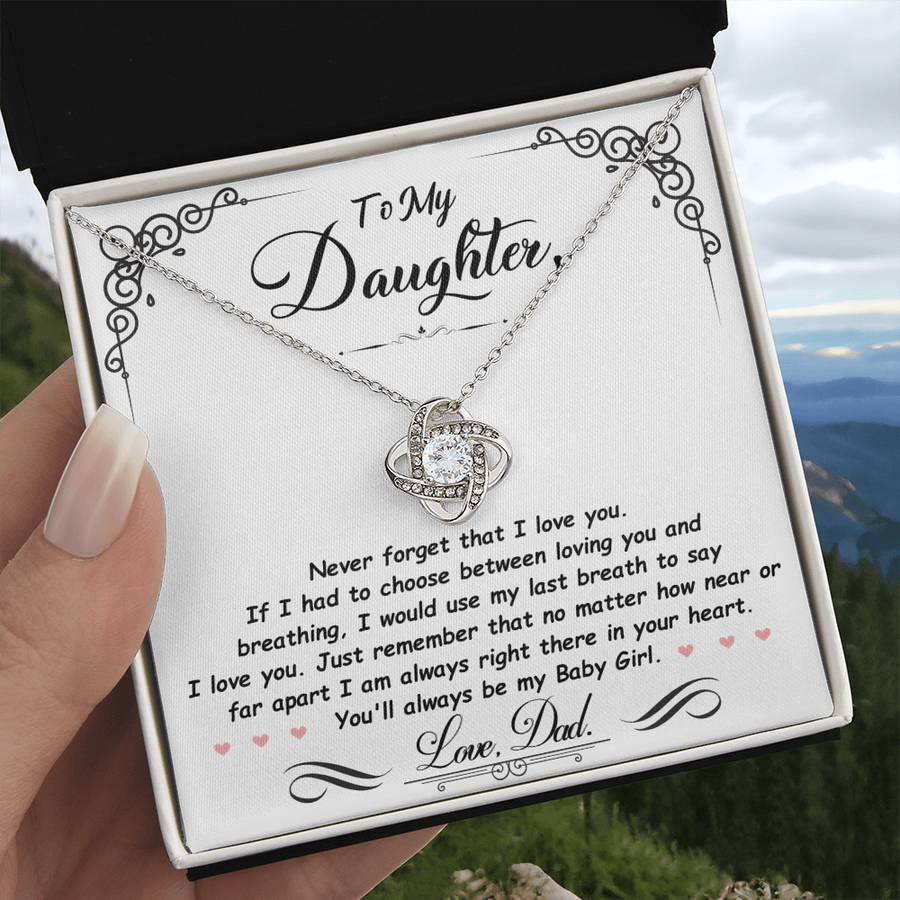To My Daughter Necklace from Mom and Dad, Birthday, Graduation, Christmas Love Knot Necklace for Her