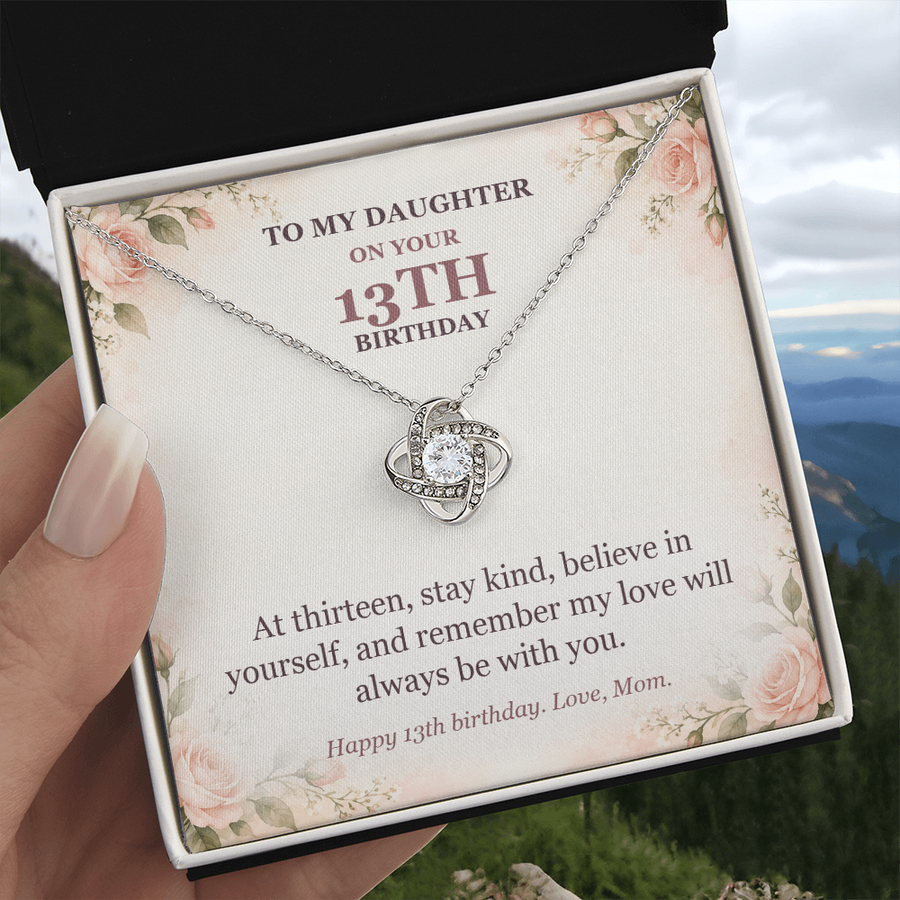 To My Daughter 13th Birthday Love Knot Necklace from Mom