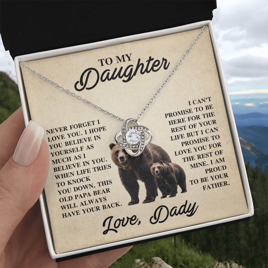 To My Daughter Love Knot Necklace – Unbreakable Bond Jewelry Gift for Birthday or Holiday