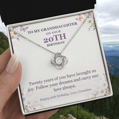Load image into Gallery viewer, To My Granddaughter 20th Birthday Love Knot Necklace from Grandma
