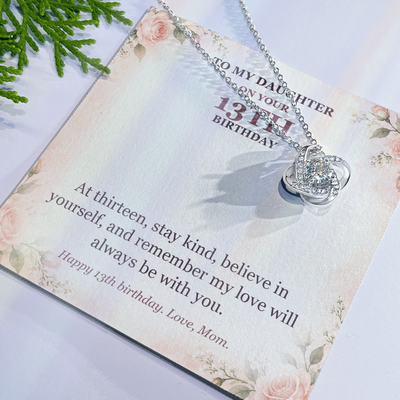 Load image into Gallery viewer, To My Daughter 13th Birthday Love Knot Necklace from Mom
