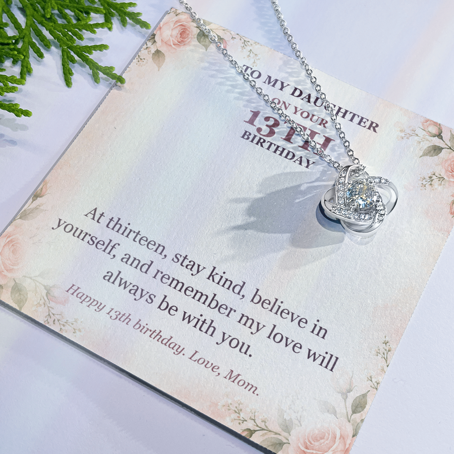 To My Daughter 13th Birthday Love Knot Necklace from Mom