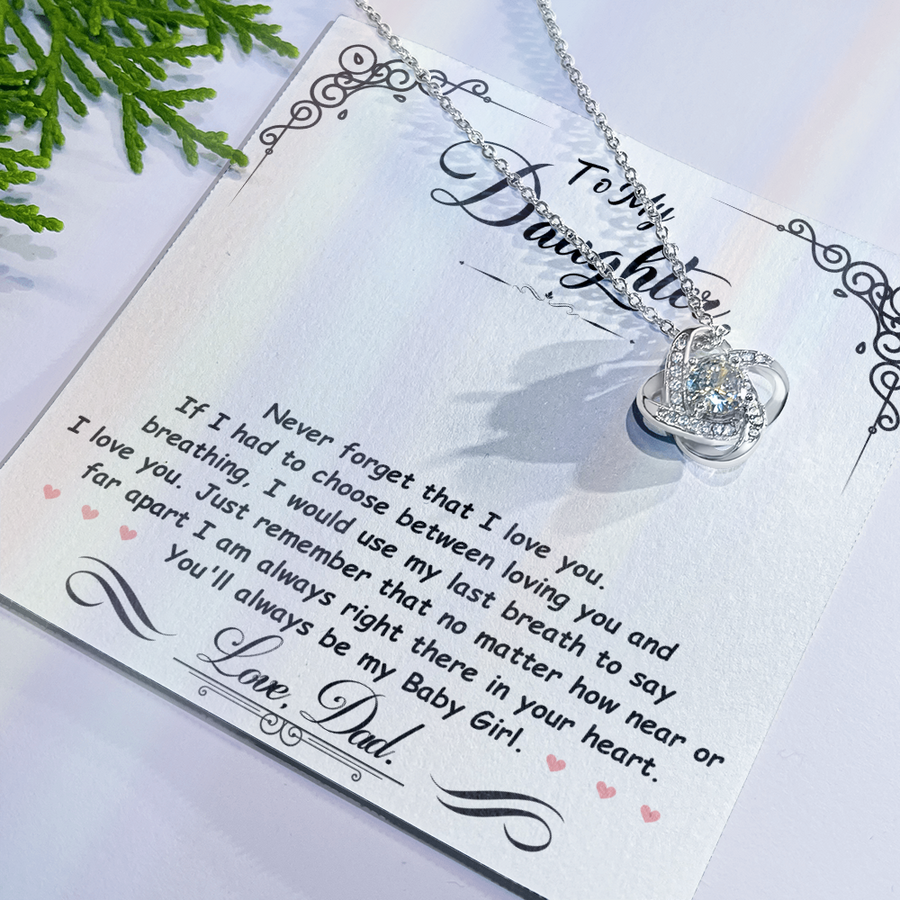 To My Daughter Necklace from Mom and Dad, Birthday, Graduation, Christmas Love Knot Necklace for Her