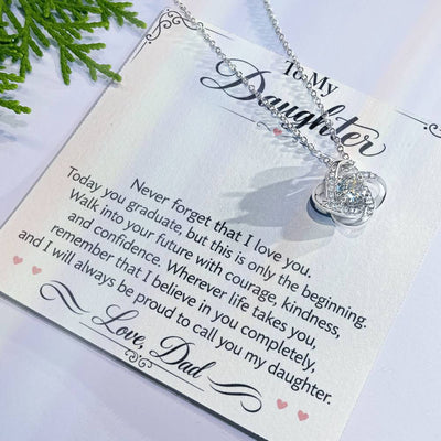 Load image into Gallery viewer, Daughter Graduation Love Knot Necklace from Dad - Walk Forward with Courage
