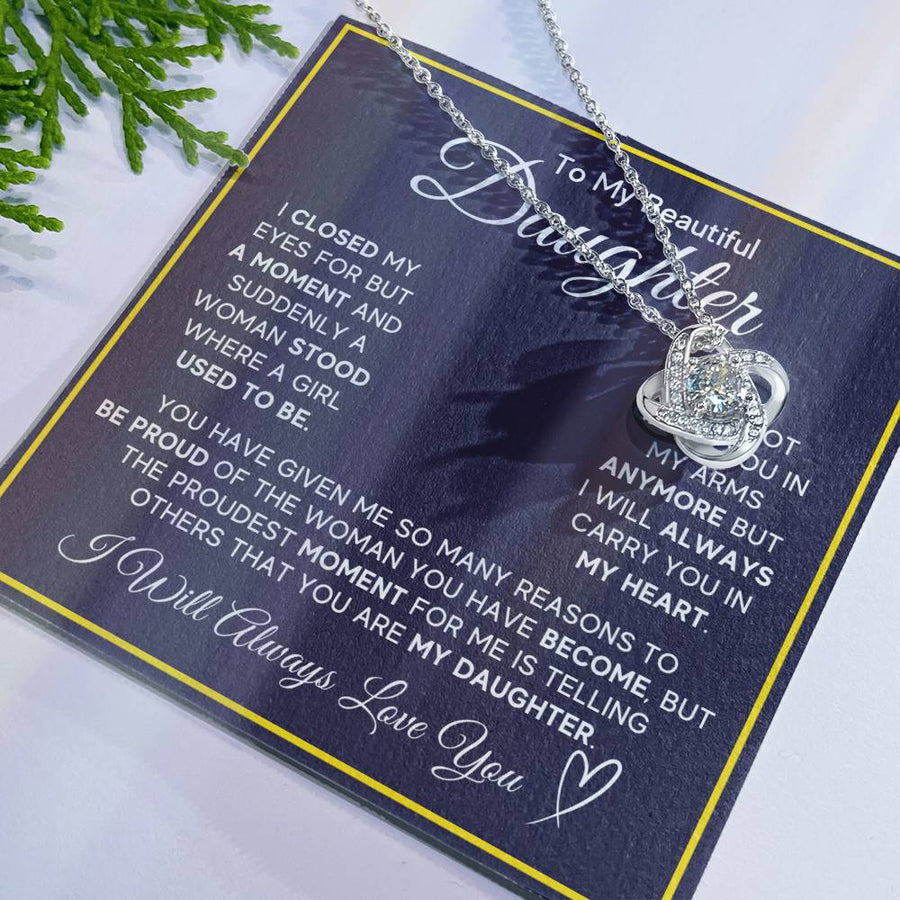 Daughter Gifts from Mom and Dad, Necklace & Message Card & LED Gift Box for Birthday, or Christmas