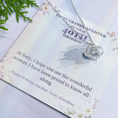Load image into Gallery viewer, To My Granddaughter 40th Birthday Love Knot Necklace from Grandma
