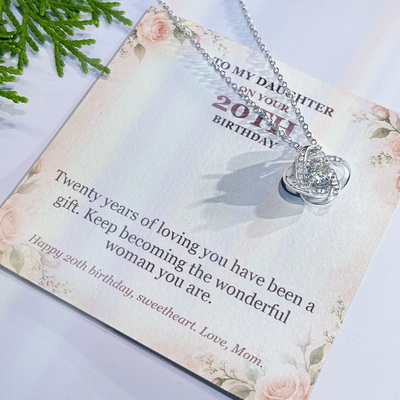 Load image into Gallery viewer, To My Daughter 20th Birthday Love Knot Necklace from Mom

