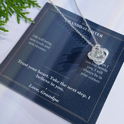 Load image into Gallery viewer, To My Granddaughter Love Knot Necklace from Grandpa | Always in Your Corner
