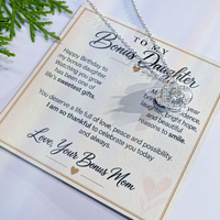 Load image into Gallery viewer, Bonus Daughter Birthday Love Knot Necklace from Bonus Mom - Life's Sweetest Gift
