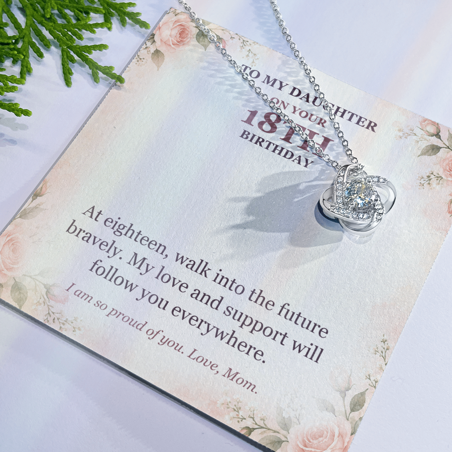 To My Daughter 18th Birthday Love Knot Necklace from Mom