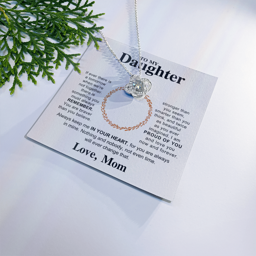 To My Daughter Necklace – Love Knot Pendant, Never Forget I Love You Gift from Dad