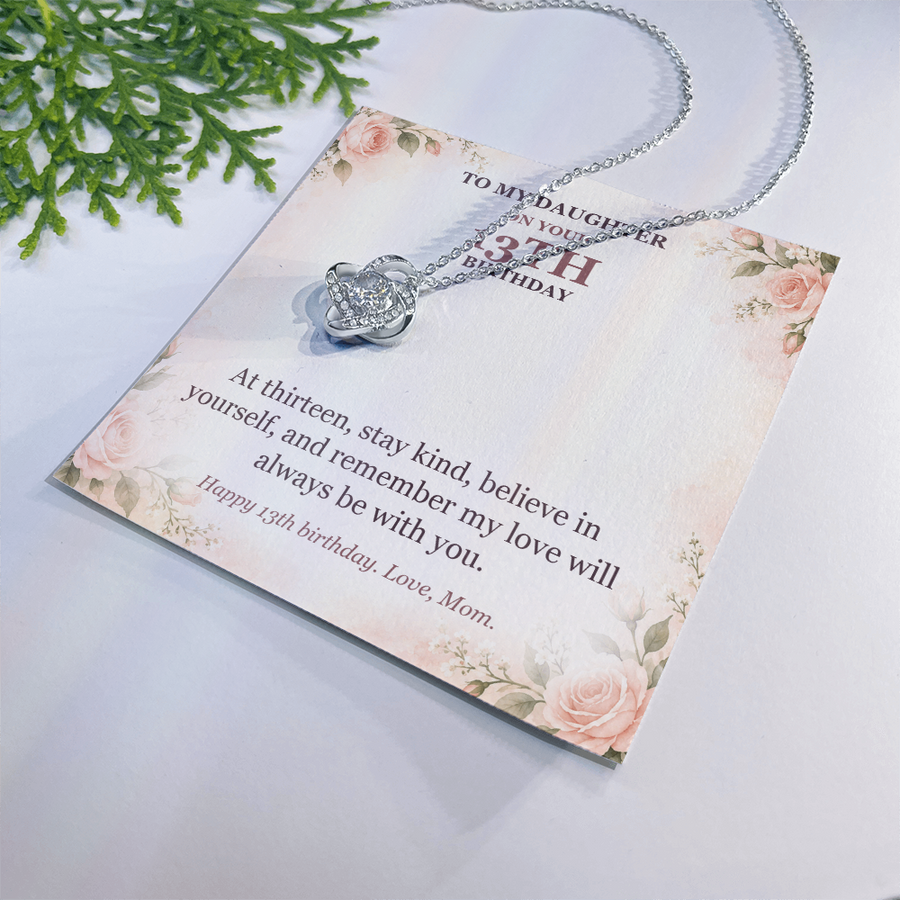 To My Daughter 13th Birthday Love Knot Necklace from Mom