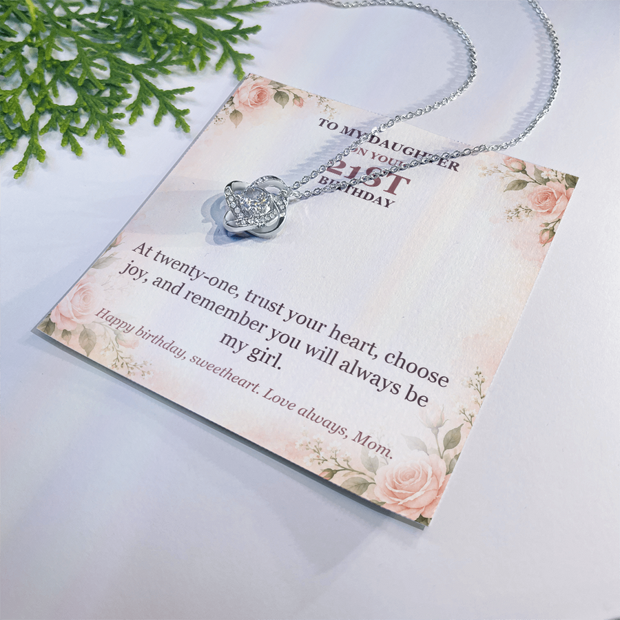 To My Daughter 21st Birthday Love Knot Necklace from Mom