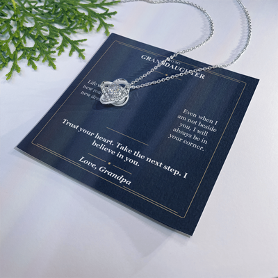 Load image into Gallery viewer, To My Granddaughter Love Knot Necklace from Grandpa | Always in Your Corner
