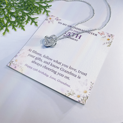 Load image into Gallery viewer, To My Granddaughter 15th Birthday Love Knot Necklace from Grandma
