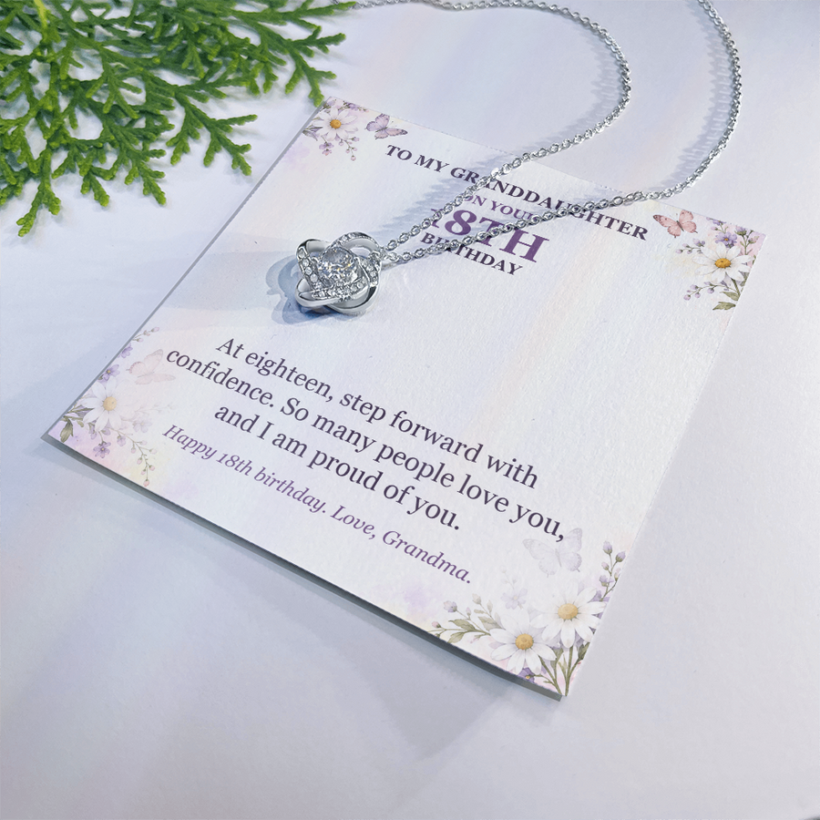 To My Granddaughter 18th Birthday Love Knot Necklace from Grandma