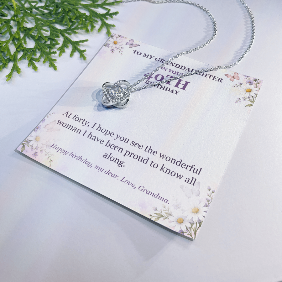 To My Granddaughter 40th Birthday Love Knot Necklace from Grandma
