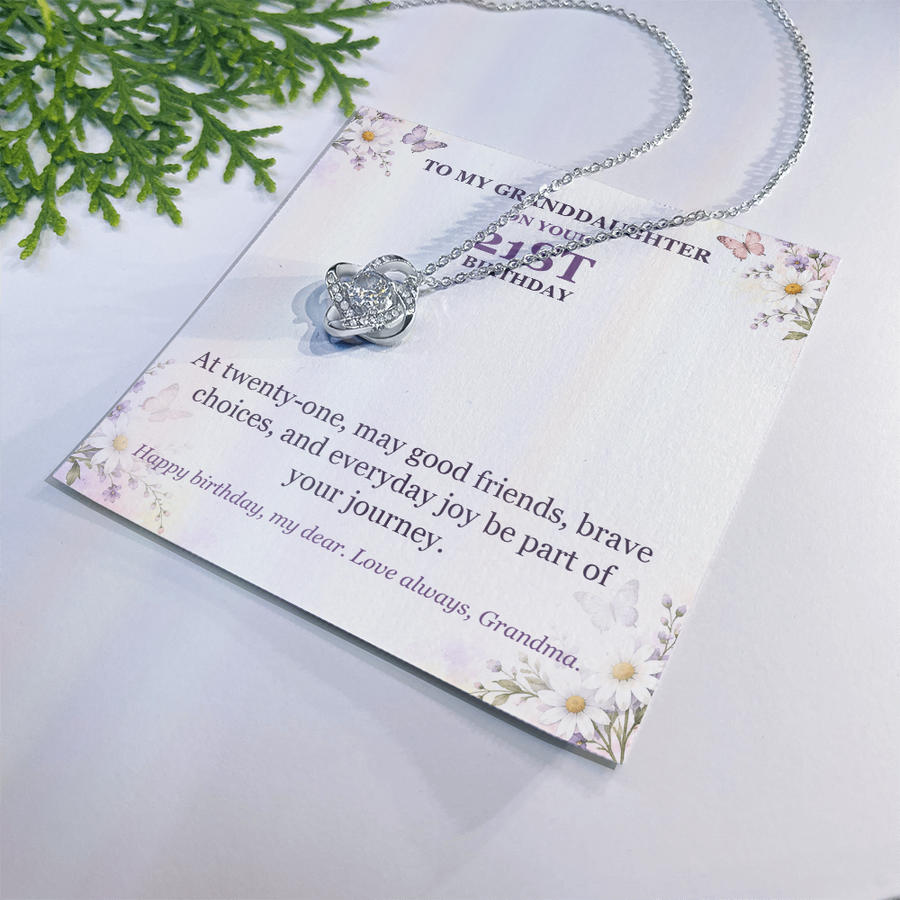 To My Granddaughter 21st Birthday Love Knot Necklace from Grandma