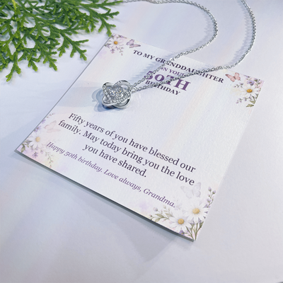 Load image into Gallery viewer, To My Granddaughter 50th Birthday Love Knot Necklace from Grandma
