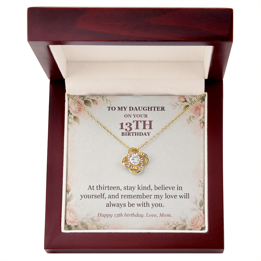 To My Daughter 13th Birthday Love Knot Necklace from Mom