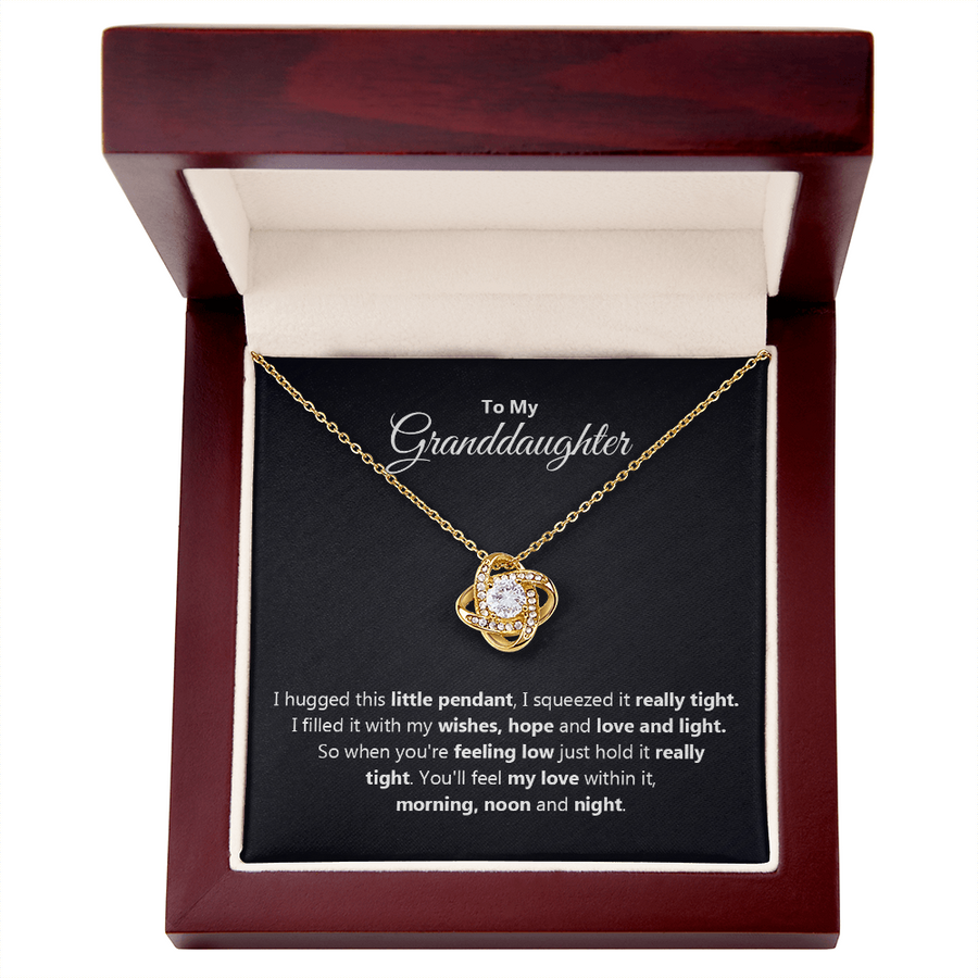 To My Granddaughter Gifts – Love Knot Necklace from Grandma or Grandpa with Heartfelt Message Card