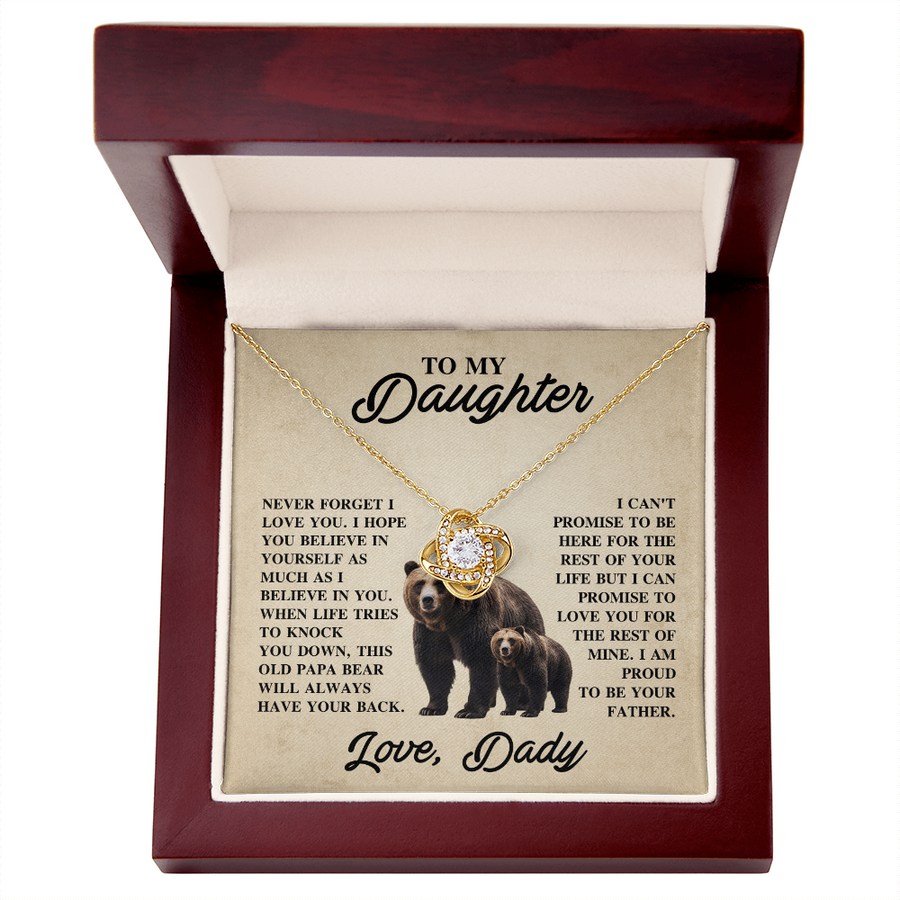 To My Daughter Love Knot Necklace – Unbreakable Bond Jewelry Gift for Birthday or Holiday