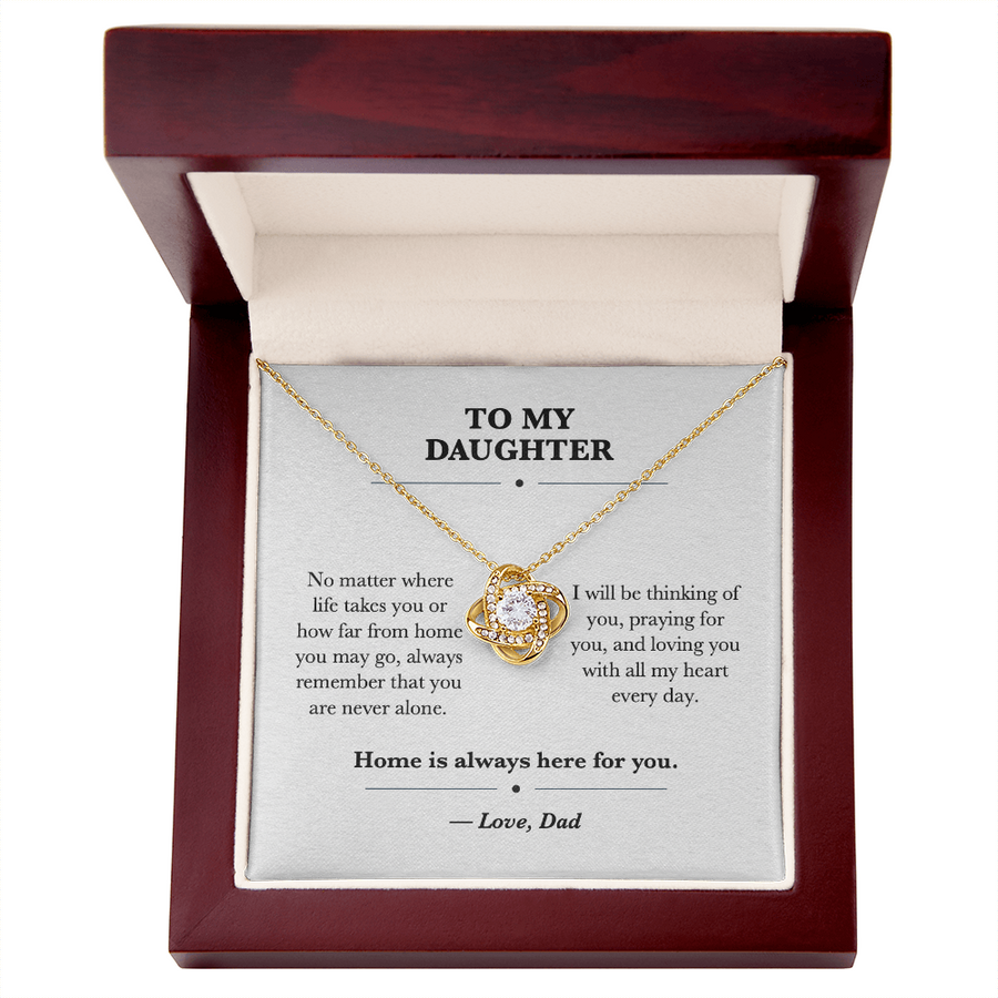 To My Daughter Moving Away Love Knot Necklace Gift from Dad