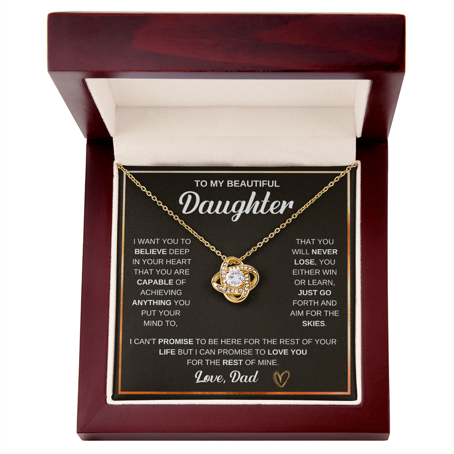 To My Daughter Love Knot Necklace Gift From Mom with Message Card & Gift Box