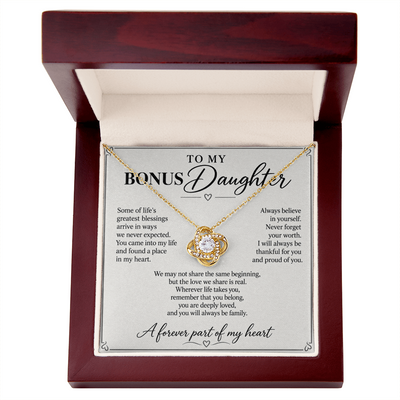 Load image into Gallery viewer, To My Bonus Daughter Forever in My Heart Love Knot Necklace Gift
