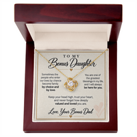 Load image into Gallery viewer, Bonus Daughter Love Knot Necklace from Bonus Dad - Deeply Valued and Loved
