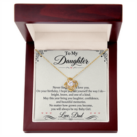 Load image into Gallery viewer, Daughter Birthday Love Knot Necklace from Dad - Bright, Brave &amp; One of a Kind
