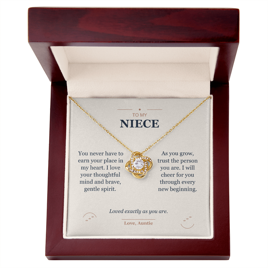 To My Niece, Loved Exactly As You Are - Love Knot Necklace