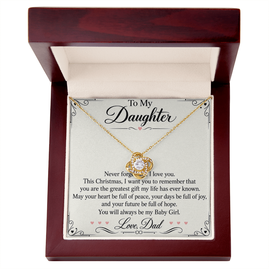 Daughter Christmas Love Knot Necklace from Dad - You Are My Greatest Gift