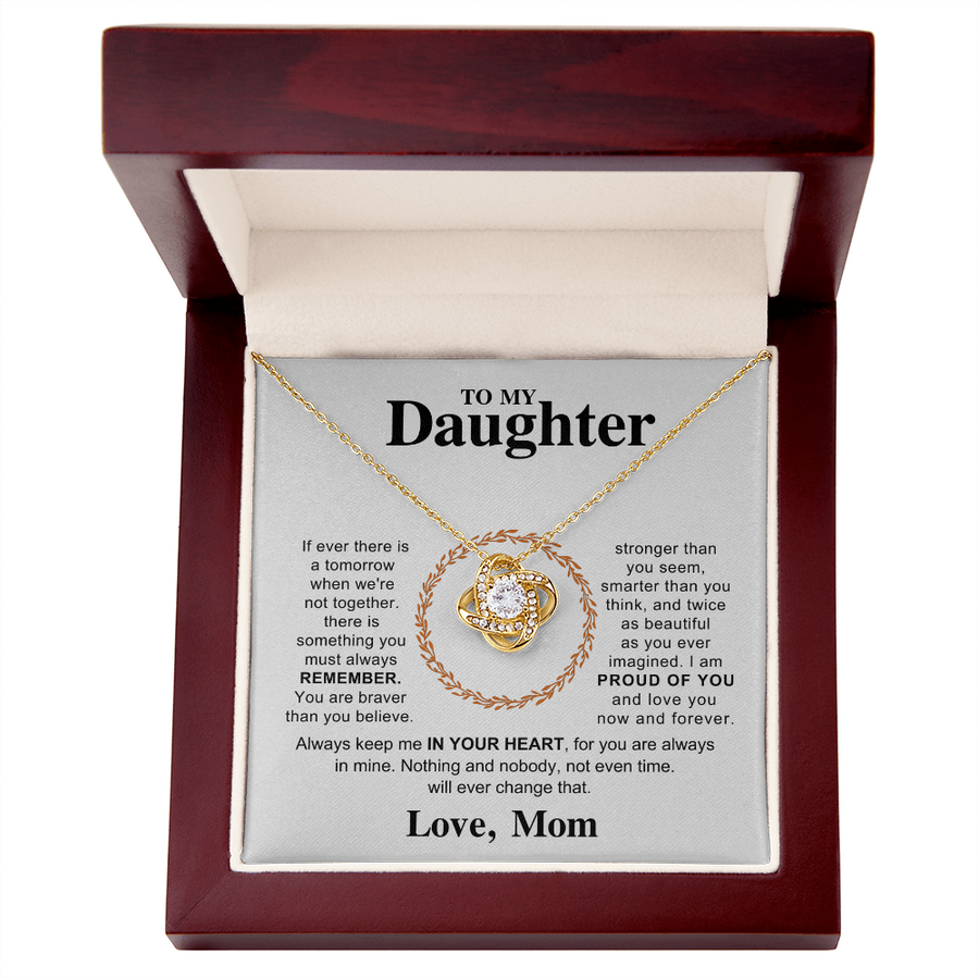 To My Daughter Necklace – Love Knot Pendant, Never Forget I Love You Gift from Dad