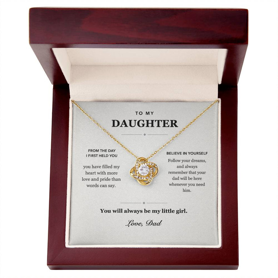 To My Daughter Always My Little Girl Love Knot Necklace Gift from Dad