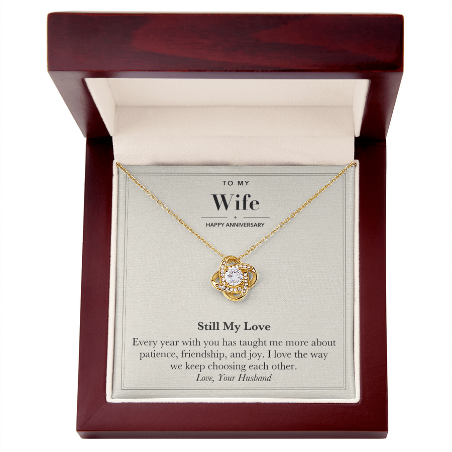 To My Wife Anniversary Love Knot Necklace – Still My Love