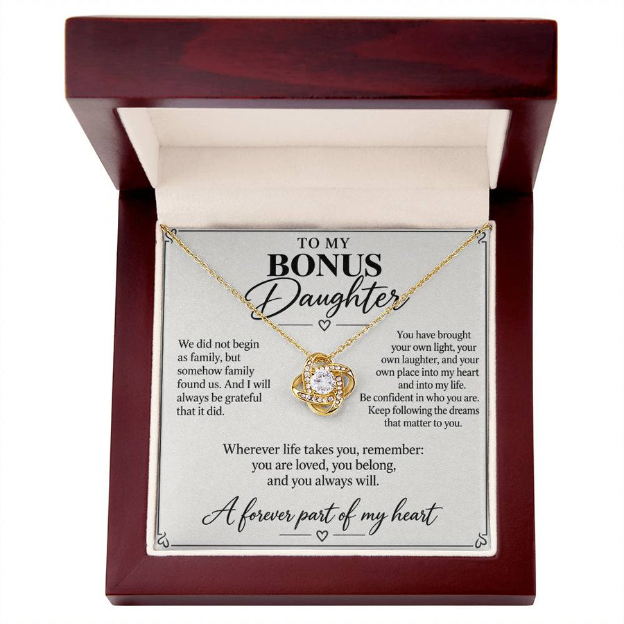 To My Bonus Daughter You Belong Love Knot Necklace Gift