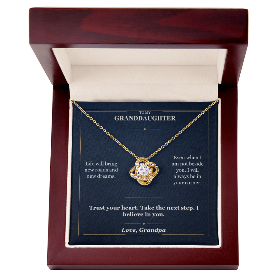 To My Granddaughter Love Knot Necklace from Grandpa | Always in Your Corner