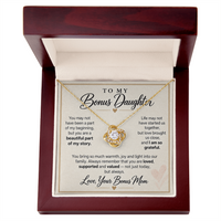 Load image into Gallery viewer, To My Bonus Daughter Love Knot Necklace from Bonus Mom - Beautiful Part of My Story
