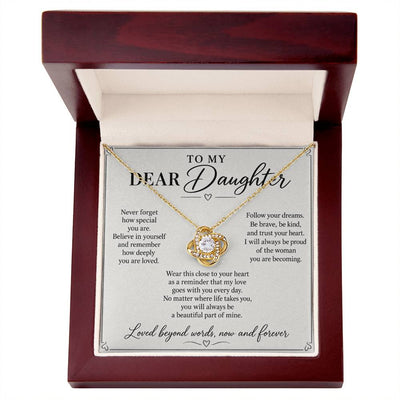 Load image into Gallery viewer, To My Dear Daughter Loved Beyond Words Love Knot Necklace Gift
