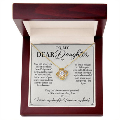 Load image into Gallery viewer, To My Dear Daughter Forever in My Heart Love Knot Necklace Gift
