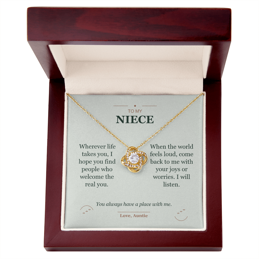 To My Niece, A Place to Come Back - Love Knot Necklace